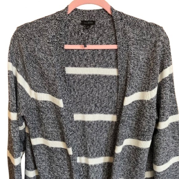 NWOT TALBOTS Stripe Open Front Long Cardigan Duster Blue White Sz Medium NWOT - Picture 10 of 11